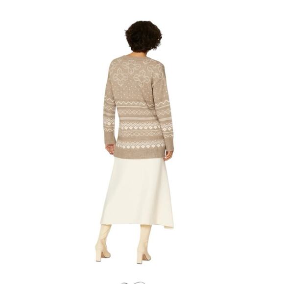 Thakoon x RTR Tan Fair Isle Tunic Sweater Light Brown Cream Size Medium - Picture 6 of 8